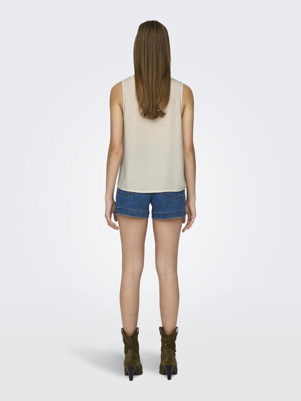 JDY Top cuello pico encaje blanco