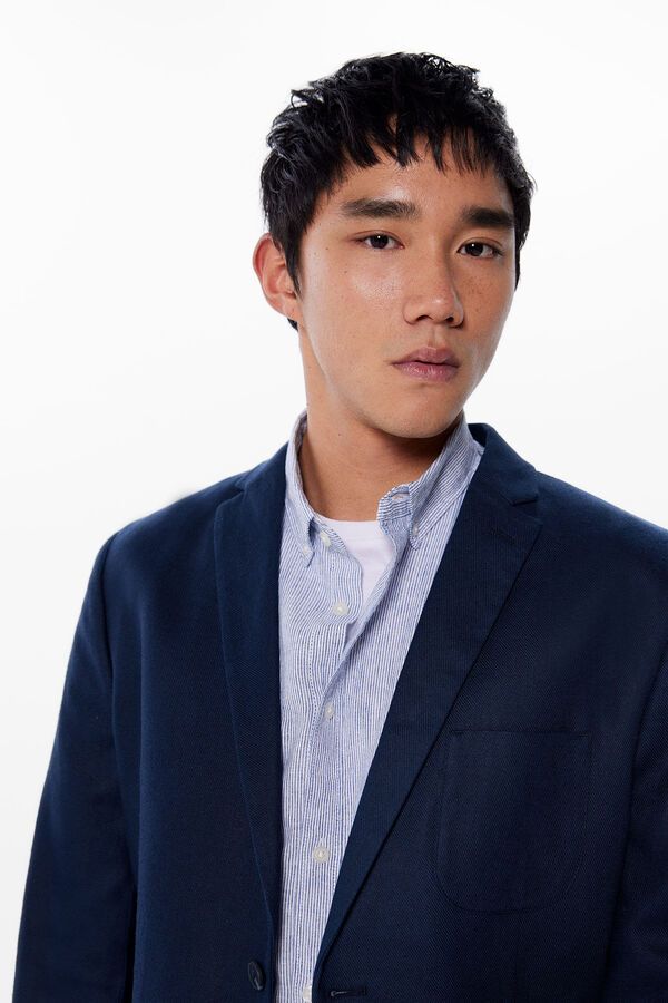 Springfield Blazer lino- algod&oacute;n azul