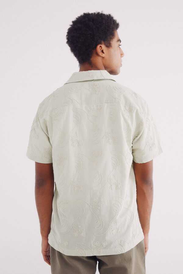 Springfield Camisa de manga curta bordada para combinar bege