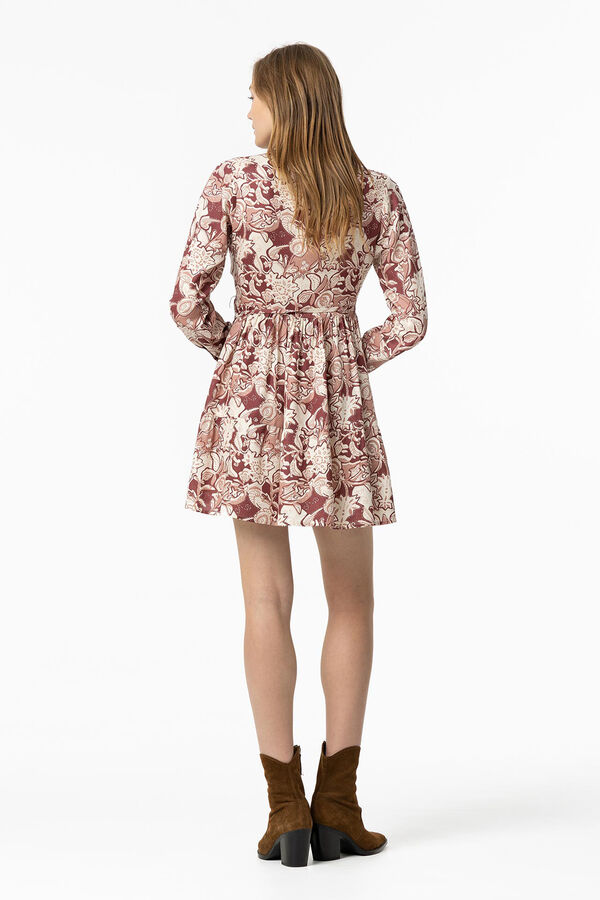 Tiffosi Vestido camisero con estampado floral rojo