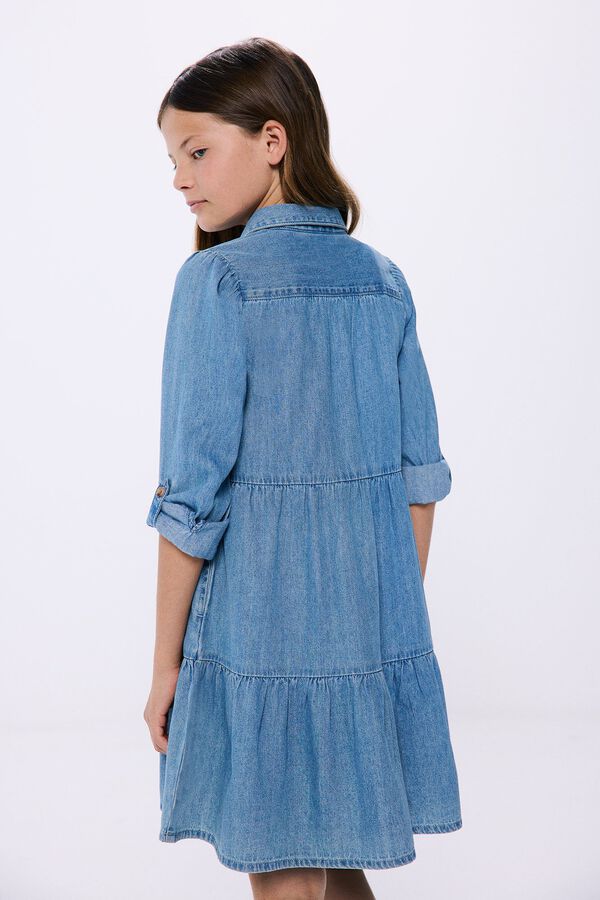 Springfield Kids Vestido camisa denim de menina azul