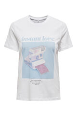 Only T-shirt de manga curta com desenho frontal branco