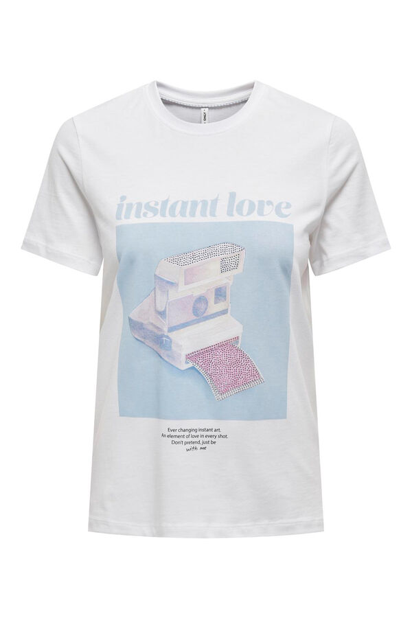 Only T-shirt de manga curta com desenho frontal branco