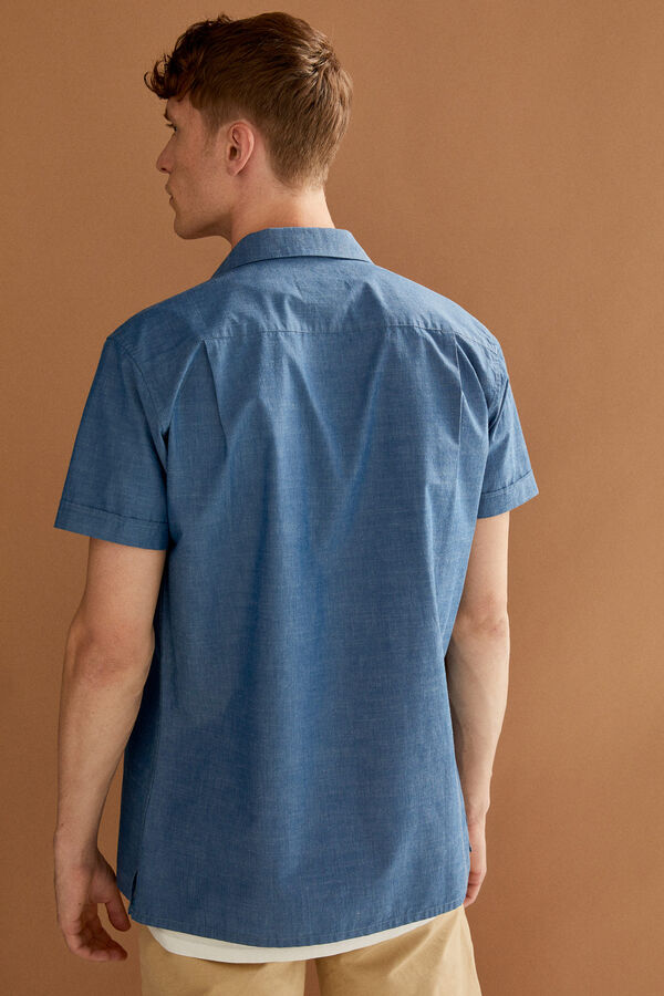 Springfield Camisa manga curta bordada azul indigo
