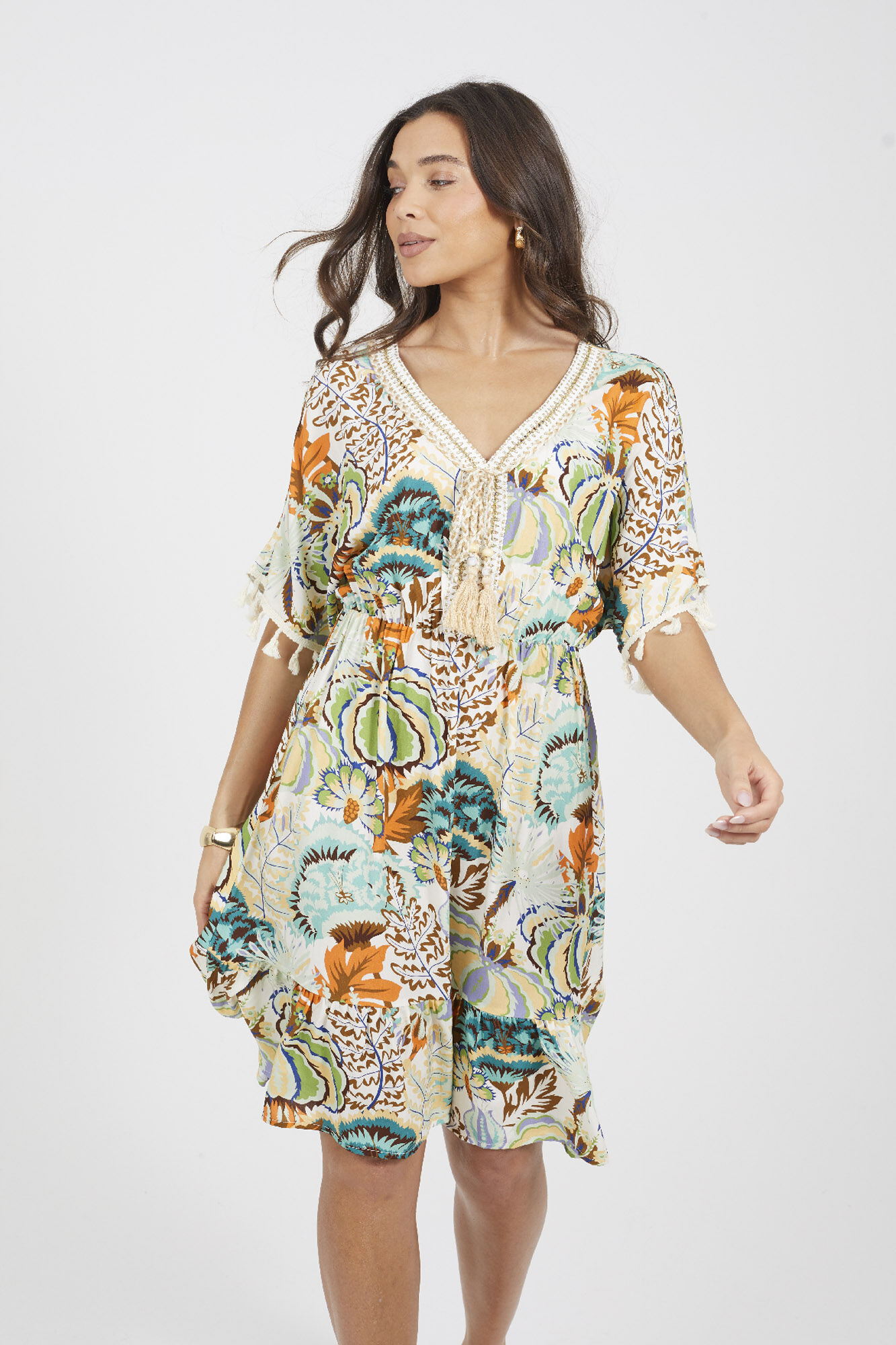 Brave Soul Vestido estampado con crochet
