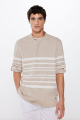 Springfield Camisa mao rayas horizontales beige