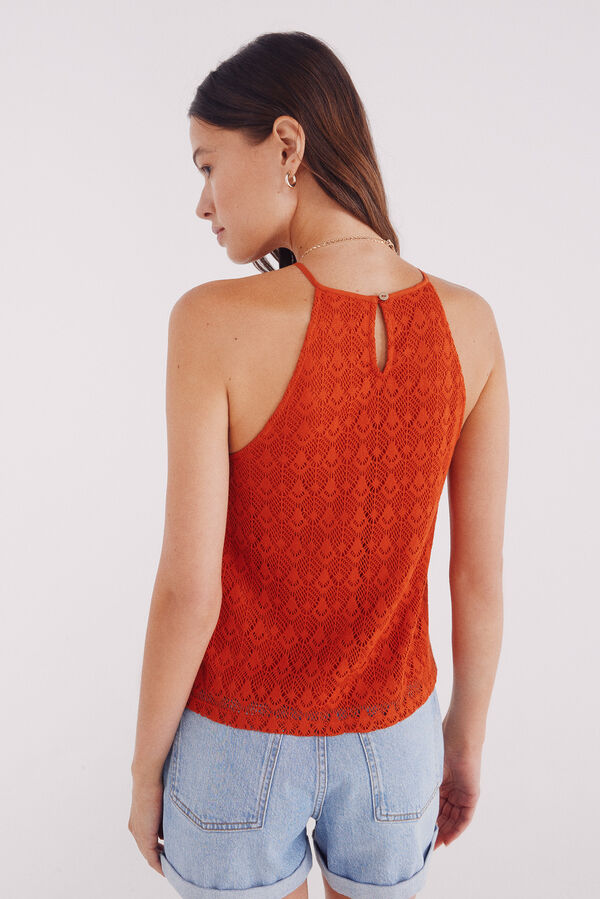 Springfield crochet de halter com decote vermelho