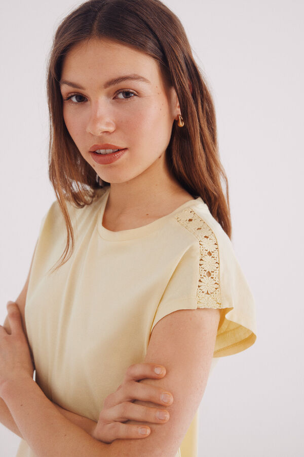 Springfield T-shirt ombros crochet branco