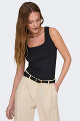 Only Camiseta cuello cuadrado negro