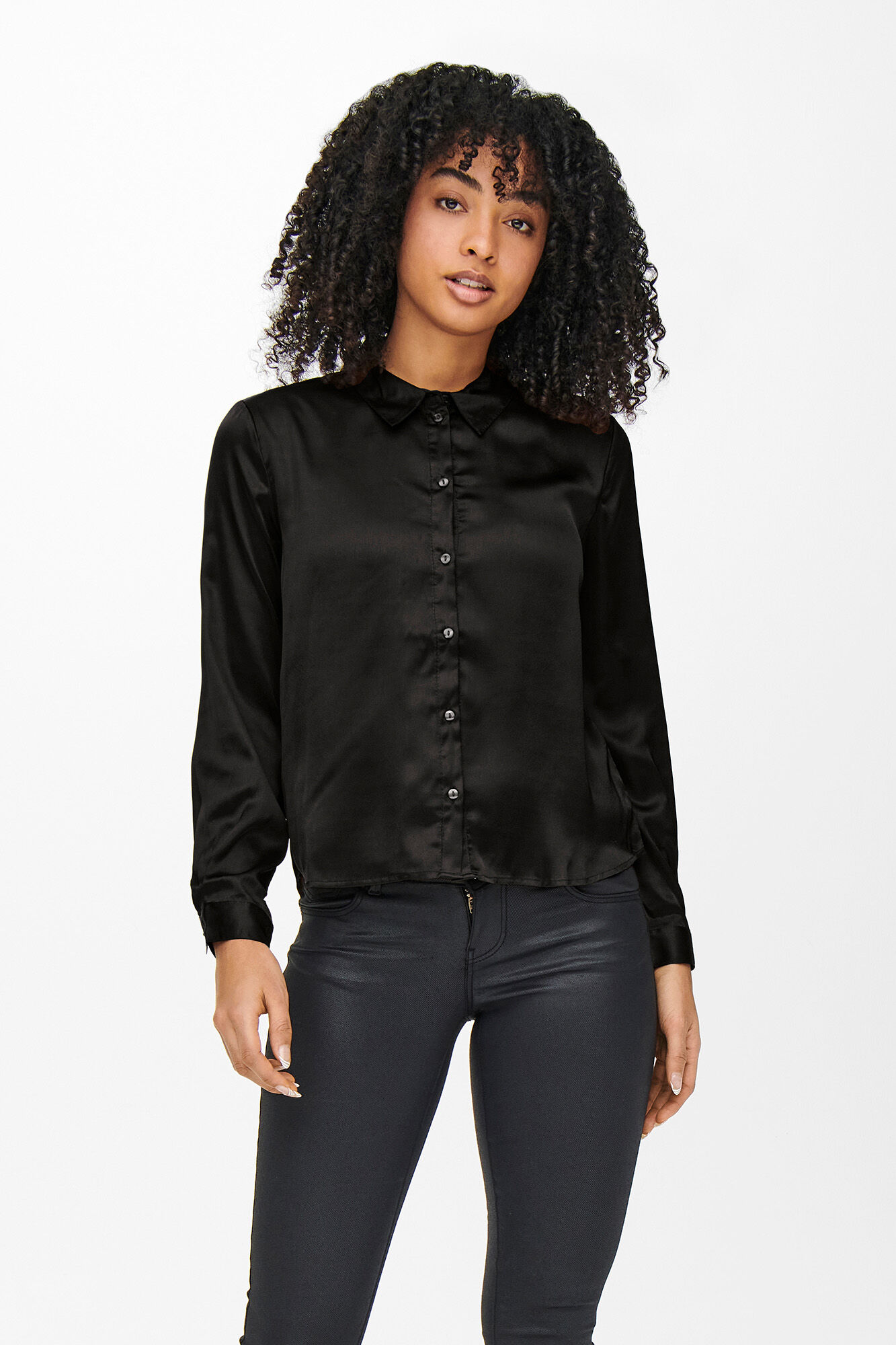 JDY Blusa acetinada manga comprida