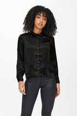 JDY Blusa acetinada manga comprida preto