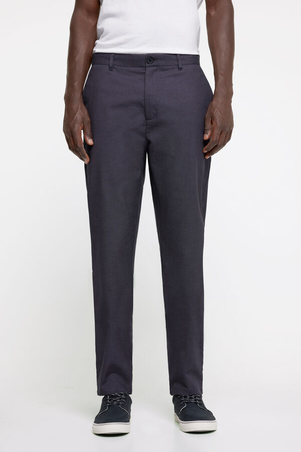 Springfield Calças chino formais estrutura bicolor cinzento