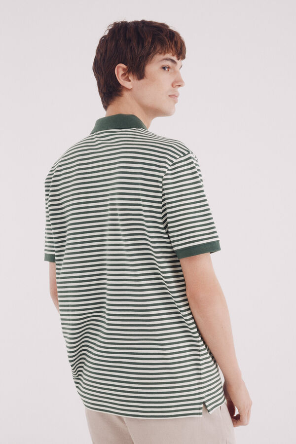 Springfield Polo piqué básico rayas regular fit verde