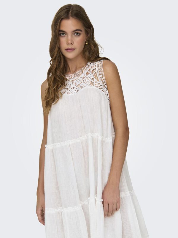 JDY Vestido corto encaje blanco
