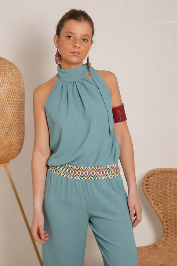 Cul Sac Top M&oacute;naco Branco Caqui escuro