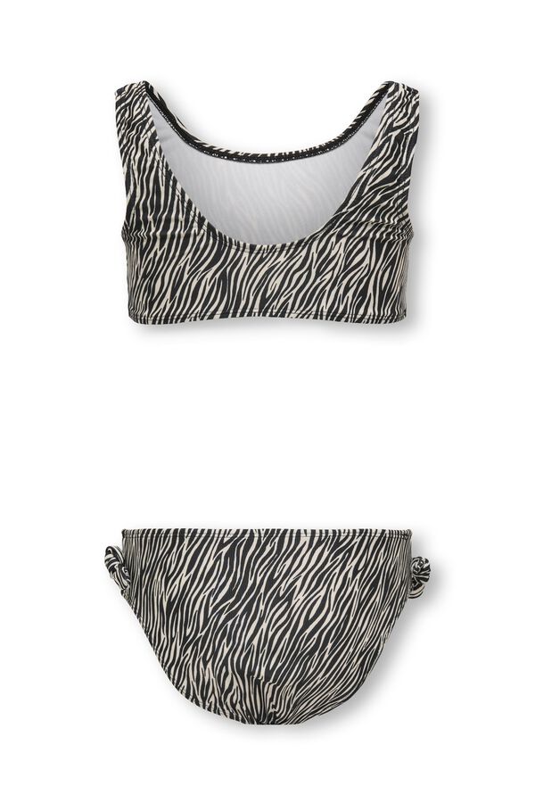 Only Girls Biqu&iacute;ni estampado zebra com n&oacute; e la&ccedil;os laterais branco