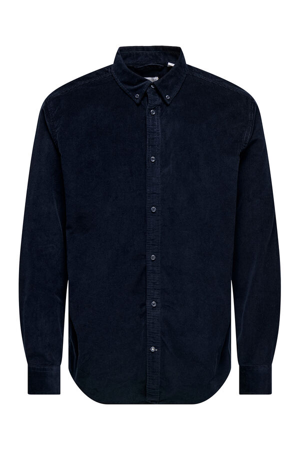 Only & Sons Camisa manga larga pana azul
