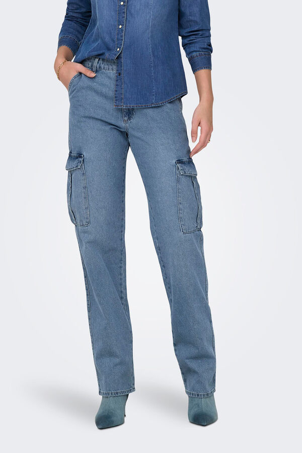 Only Cargo-Jeans hoher Bund azul