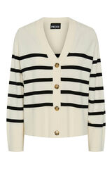 Pieces Cardigan fino de rayas blanco