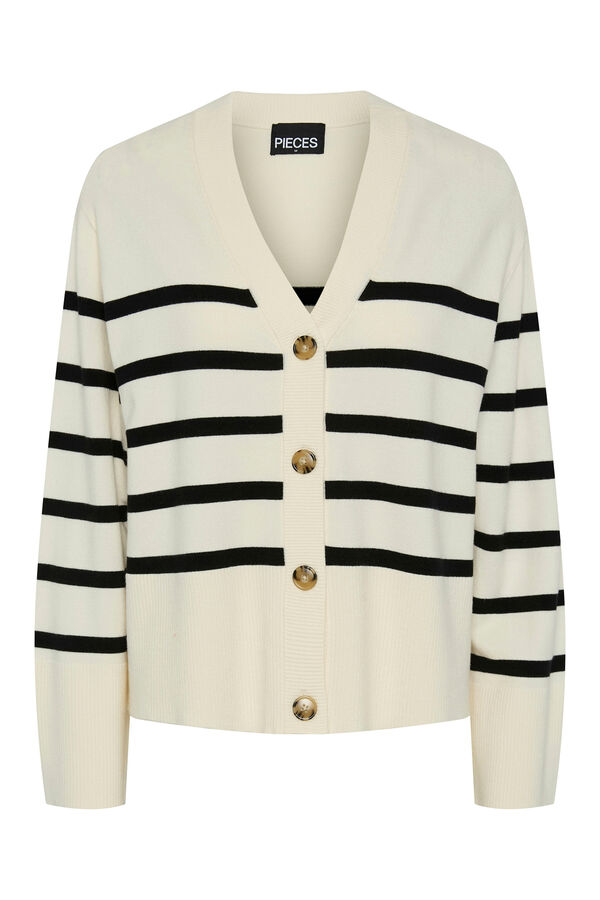 Pieces Cardigan fino de rayas blanco