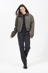 Brave Soul Chaqueta bomber con cuello pana kaki