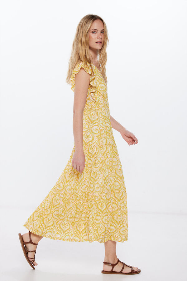 Springfield Vestido Midi Paneles amarillo