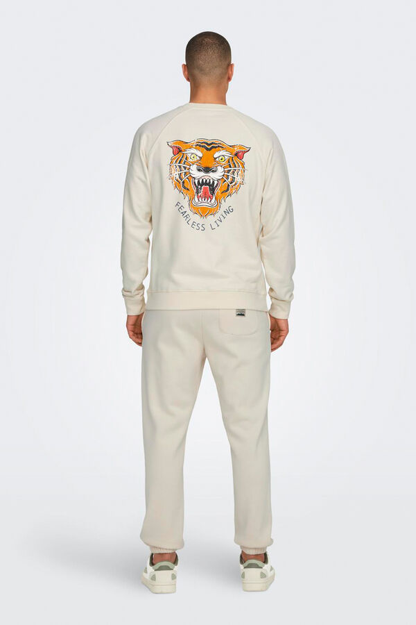 Only & Sons Sudadera de cuello redondo y print trasero blanco