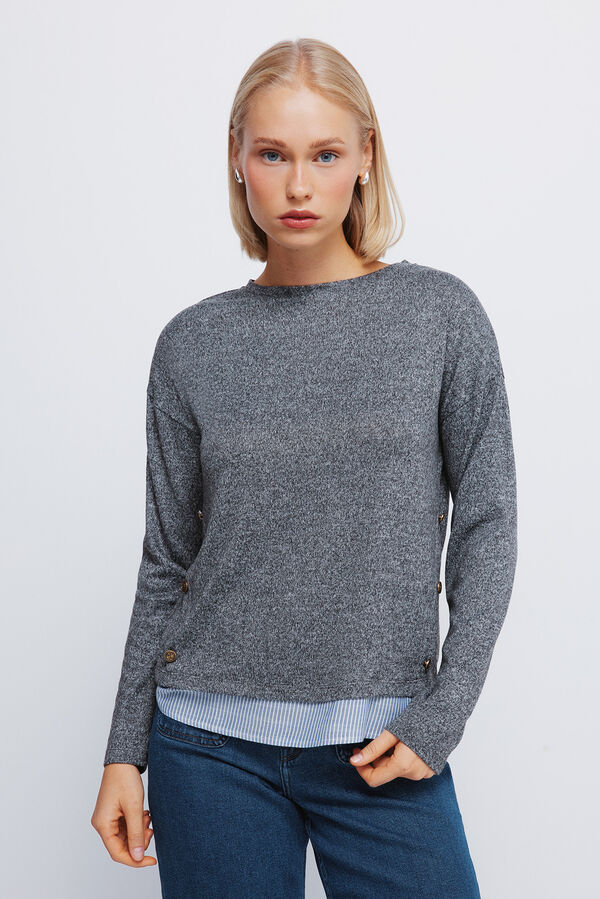 Springfield T-shirt combinada com bot&otilde;es laterais cinzento