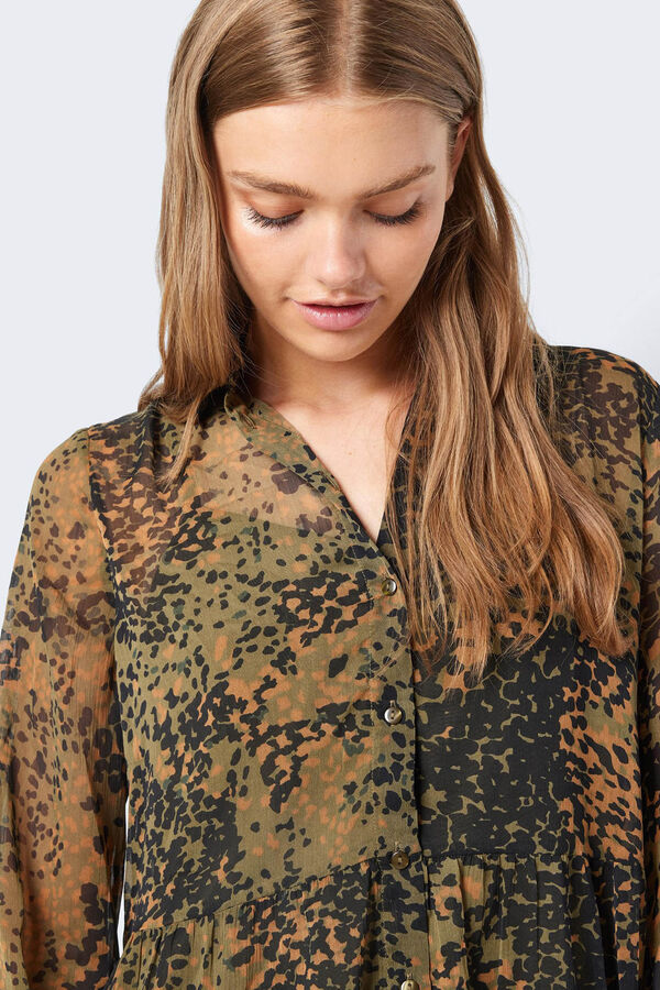 Noisy May Vestido curto estampado verde