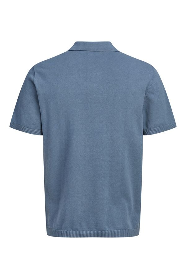 Jack & Jones Polo de malha regular fit em algod&atilde;o cinzento