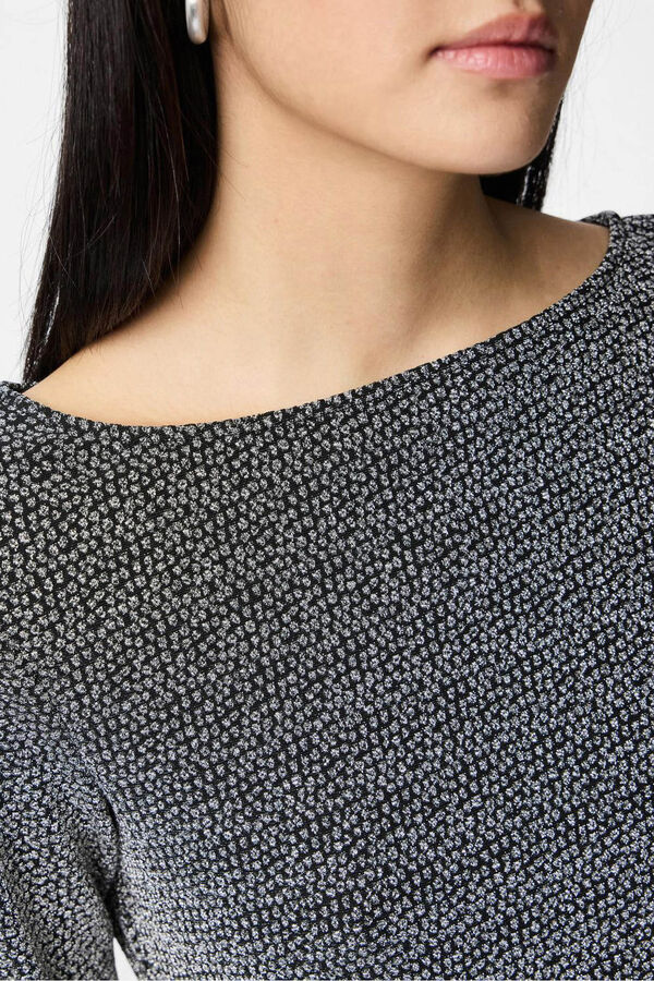 Pieces Blusa de lurex de manga comprida cinzento