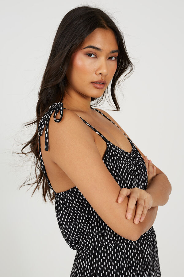 Brave Soul Mono largo estampado topos negro