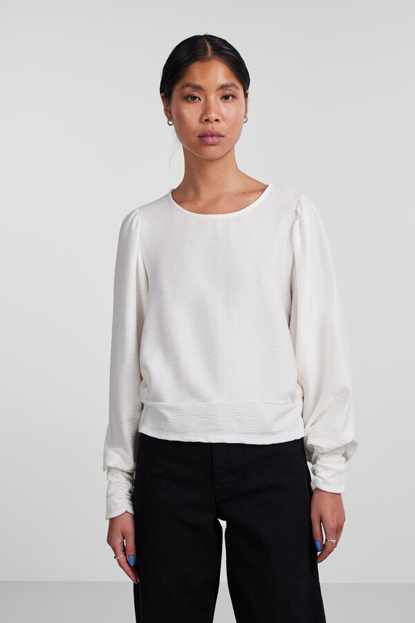 Pieces Blusa de mulher de manga comprida branco