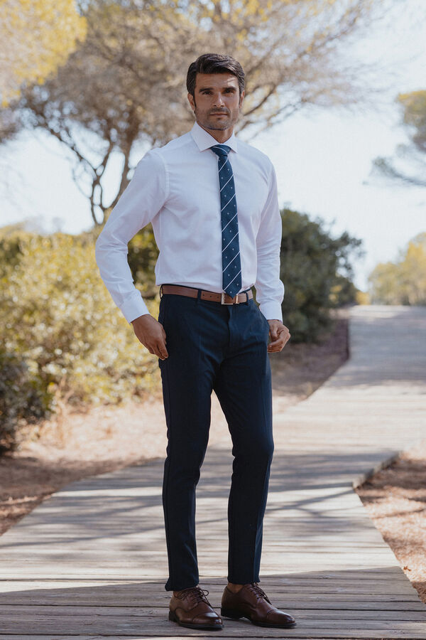 Celopman Camisa Vestir Estilo Liso blanco