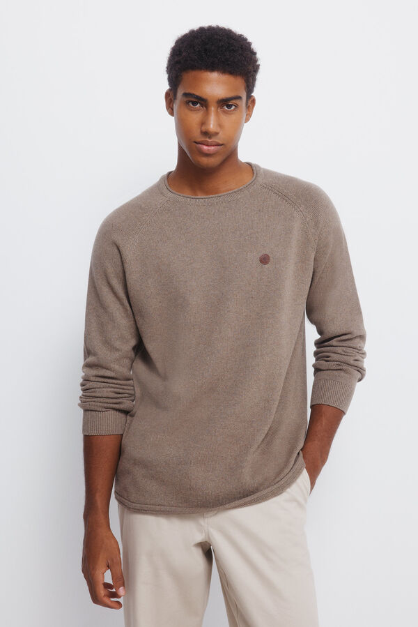 Springfield Jersey liso cuello rulo tostado