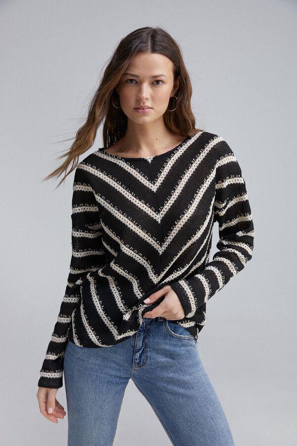 Springfield Camiseta estructura chevron negro