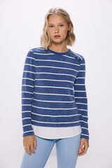 Springfield Camiseta chenilla botones hombro combinada azul