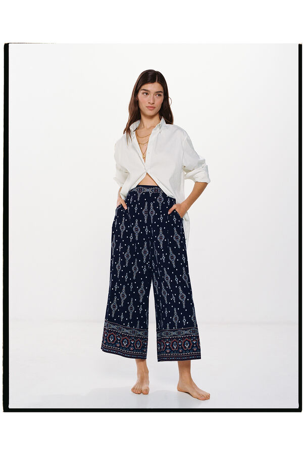 Springfield Pantal&oacute;n Fluido Estampado azul