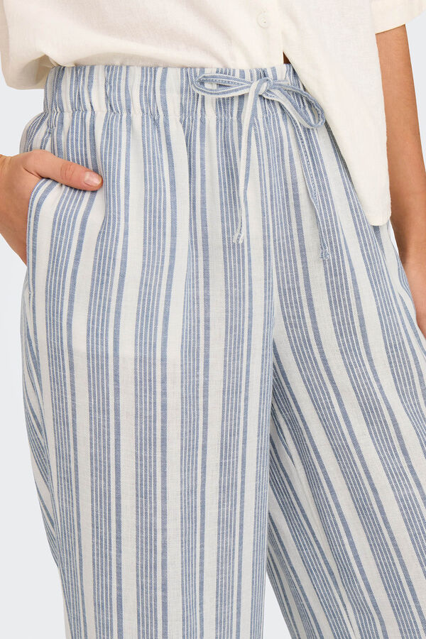 Only Pantalón wideleg de lino azul