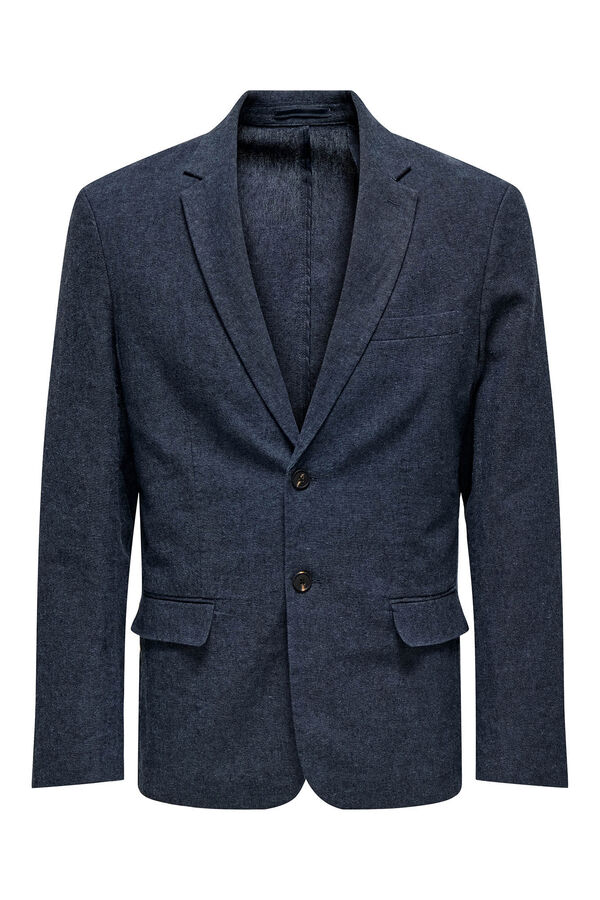 Only & Sons Blazer masculino slim fit com bolsos azul