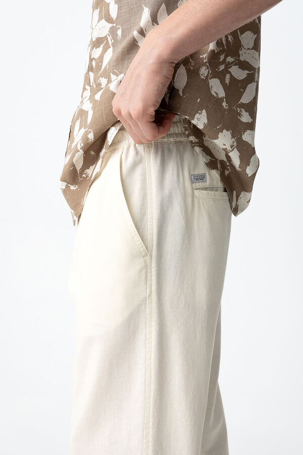 Tiffosi Pantal&oacute;n efecto lino relaxed beige