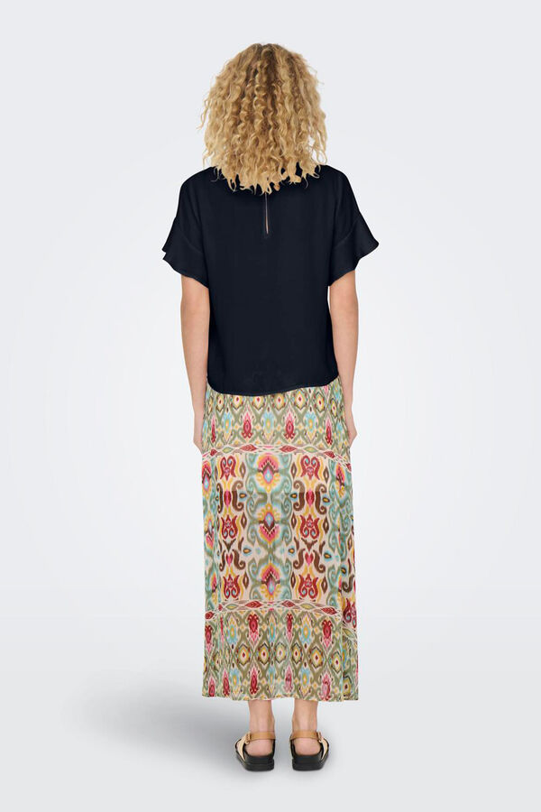 JDY Blusa manga curta folhos azul