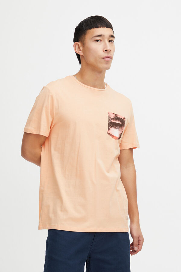 Blend T-shirt Manga Curta - Bolso Estampado rosa