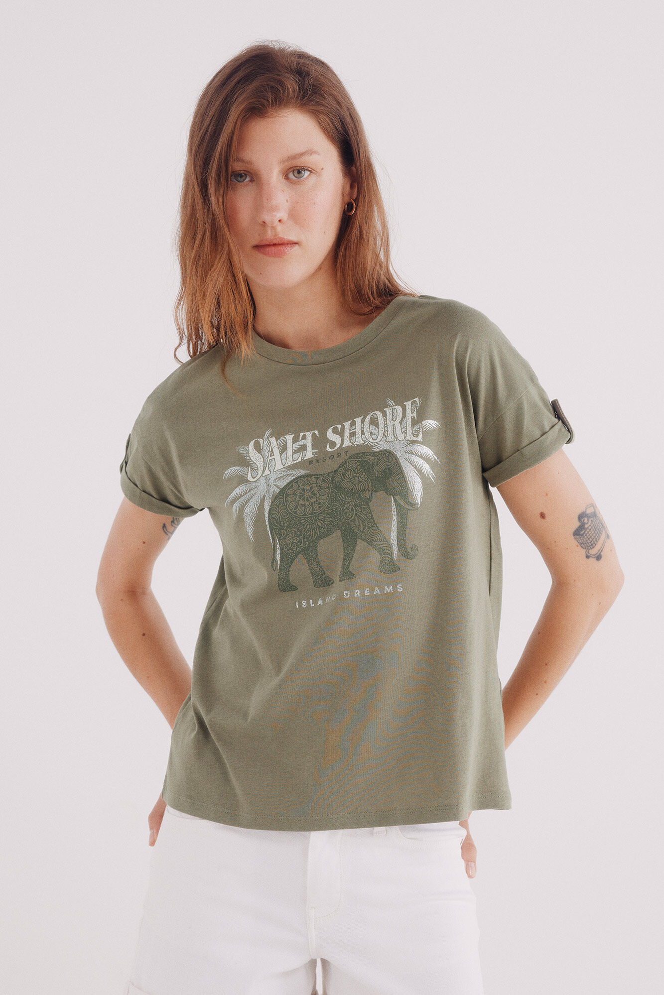 Springfield Camiseta gr&aacute;fica manga bot&oacute;n