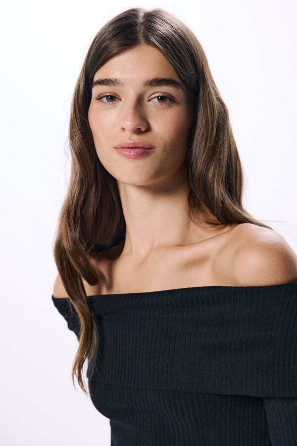 Springfield Camiseta canal&eacute; hombros descubiertos negro