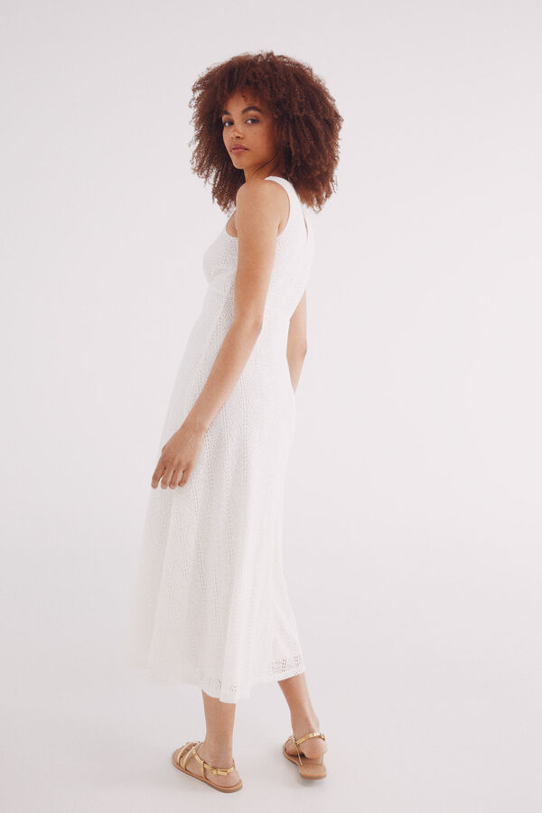 Springfield Vestido midi crochet blanco blanco