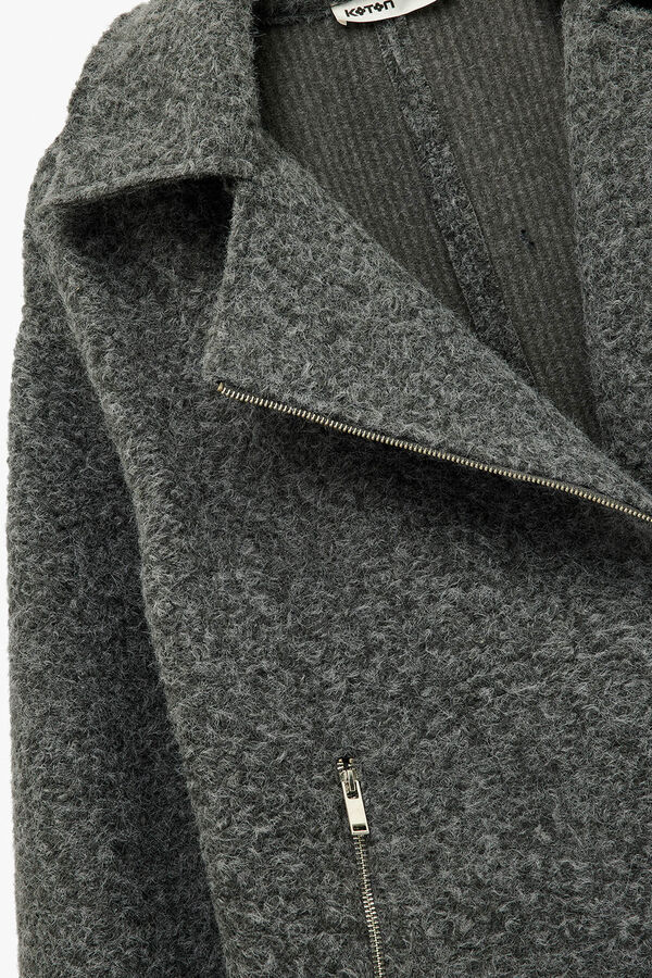 Koton Sobretudo curto de pele de borrego cinzento