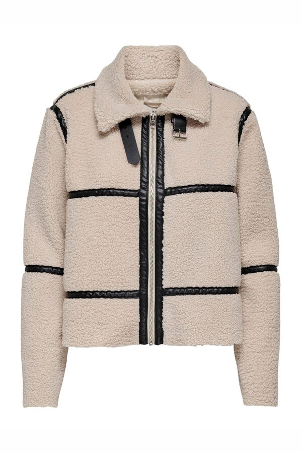 JDY Cazadora corta de borrego gris