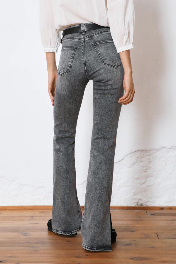 Springfield Jeans flare aberturas algodão orgânico cinza
