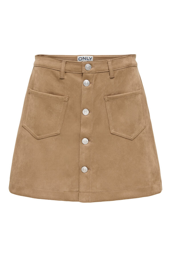 Only Saia curta de camur&ccedil;a cru
